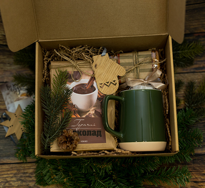 Новогодний подарочный набор Варежка горячий шоколад