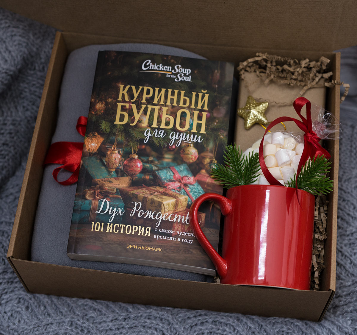 Подарочный набор с книгой Куриный бульон для души, дух Рождества